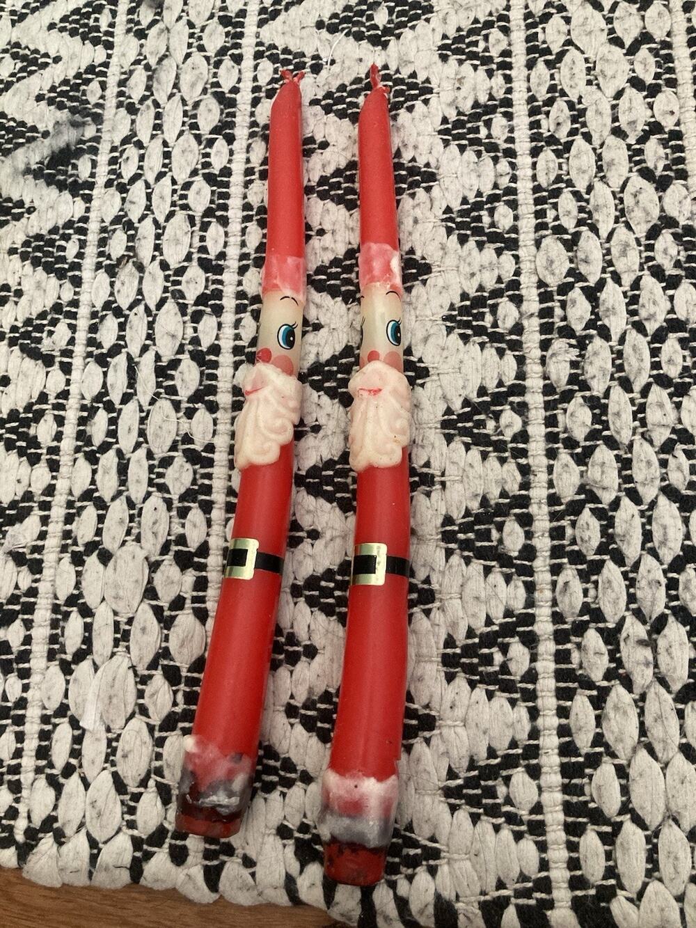 Vintage 19050/1960 Capri Candles Santa Claus Set Of Taper Candle NO. 5824 Japan